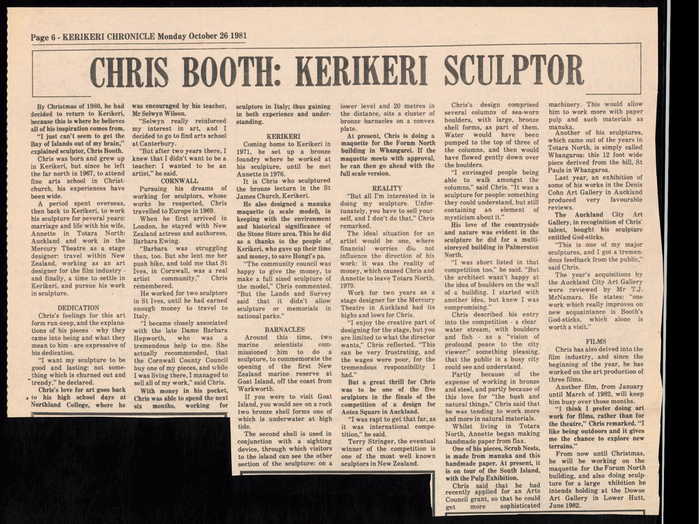 Chris Booth: Kerikeri sculptor