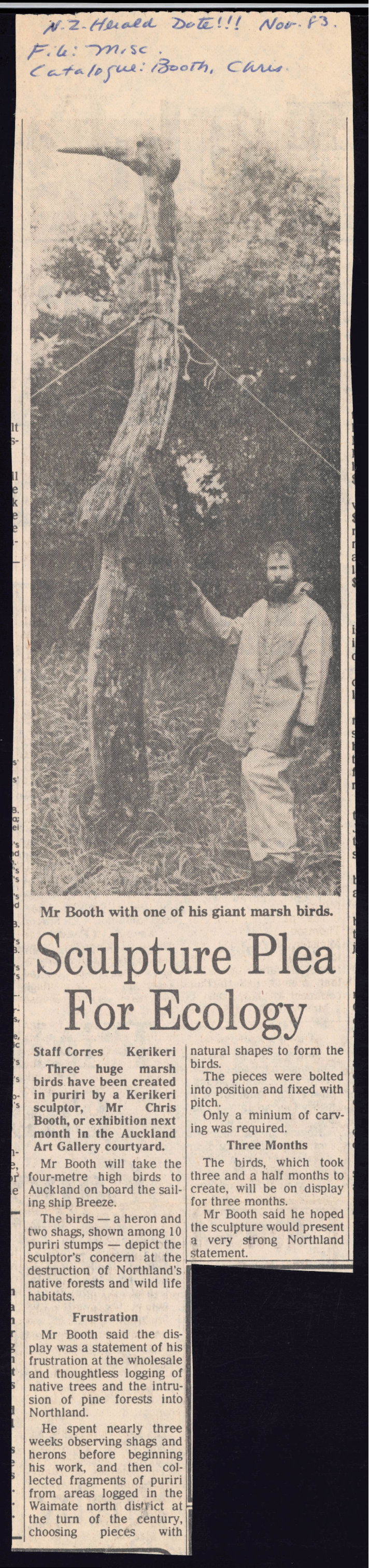 Sculpture plea for ecology