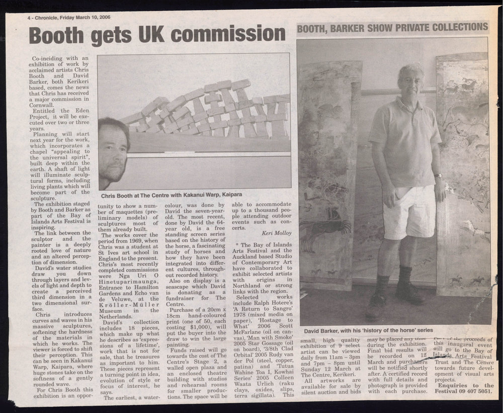Booth gets UK commission : Booth, Barker show private collection