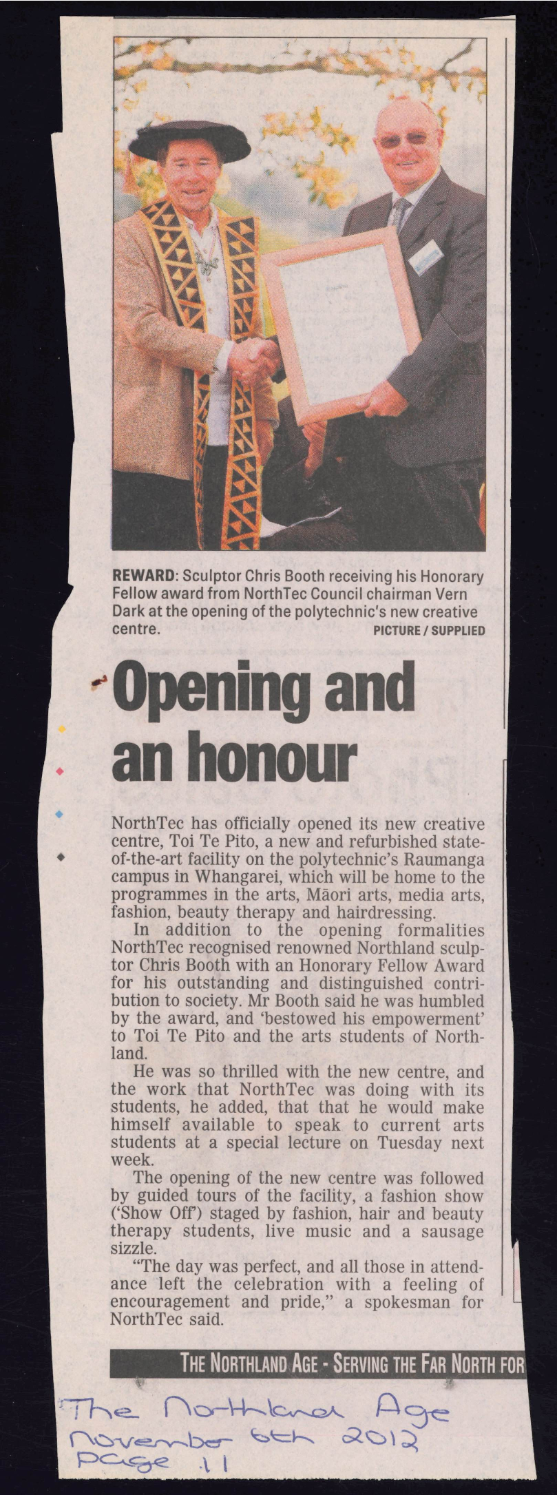 Opening and an honour