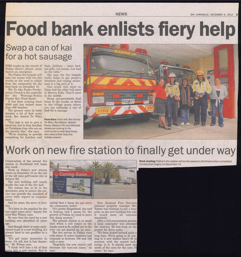 Food bank enlists fiery help : Work on new fire station to finally get under way