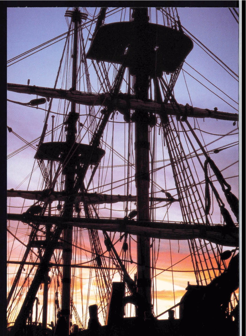 Photograph of HM Bark Endeavour II squared away after Endeavour's first sail 
