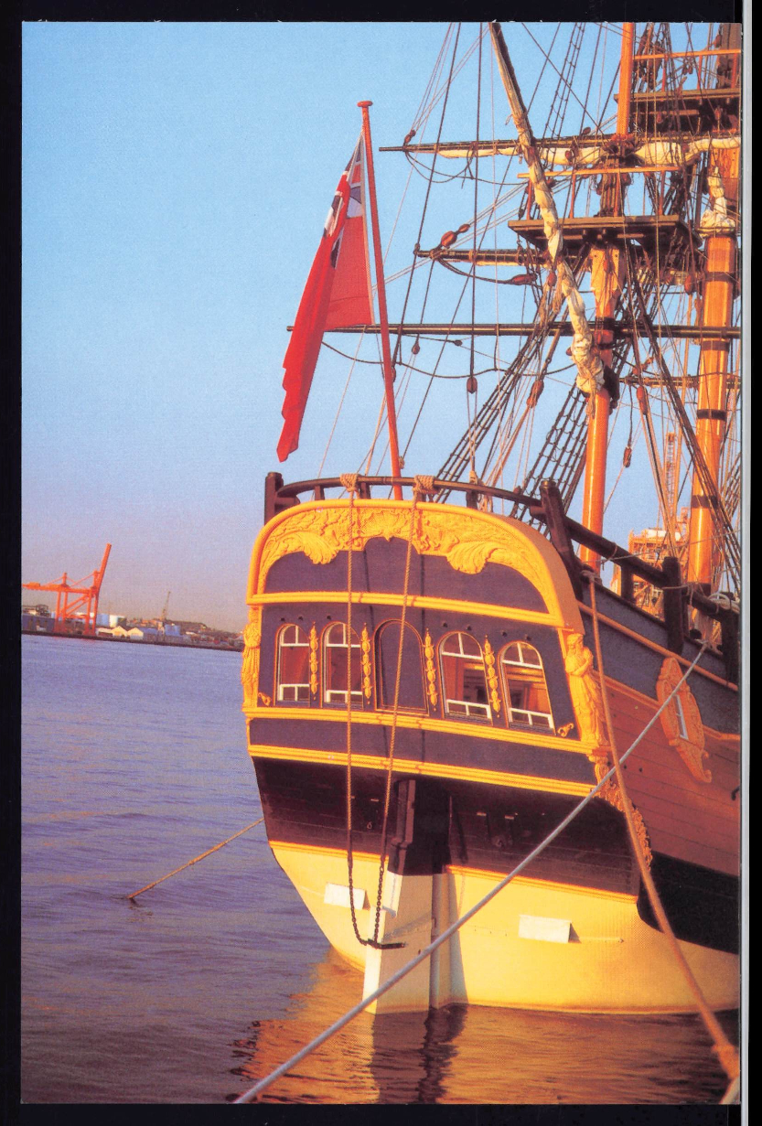 Photograph of HM Bark Endeavour II prior to departure for first sail 