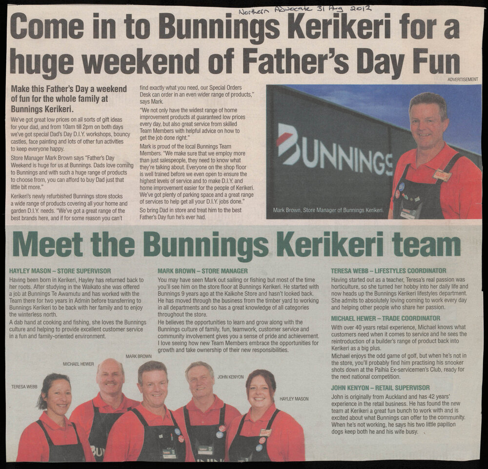 Come in to Bunnings Kerikeri for a huge weekend of Father's Day fun