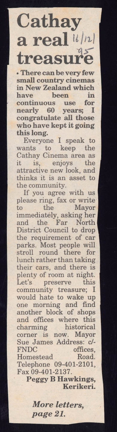 Peggy Hawkings supports Cathay Cinema