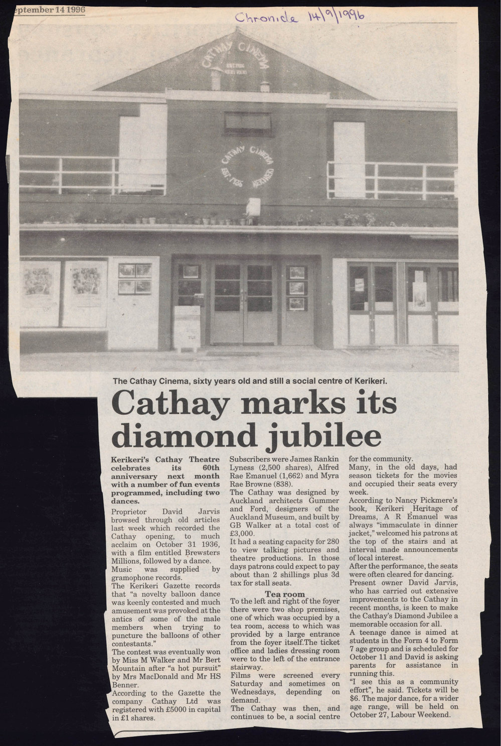 Cathay Cinema marks it's diamond jubilee next month