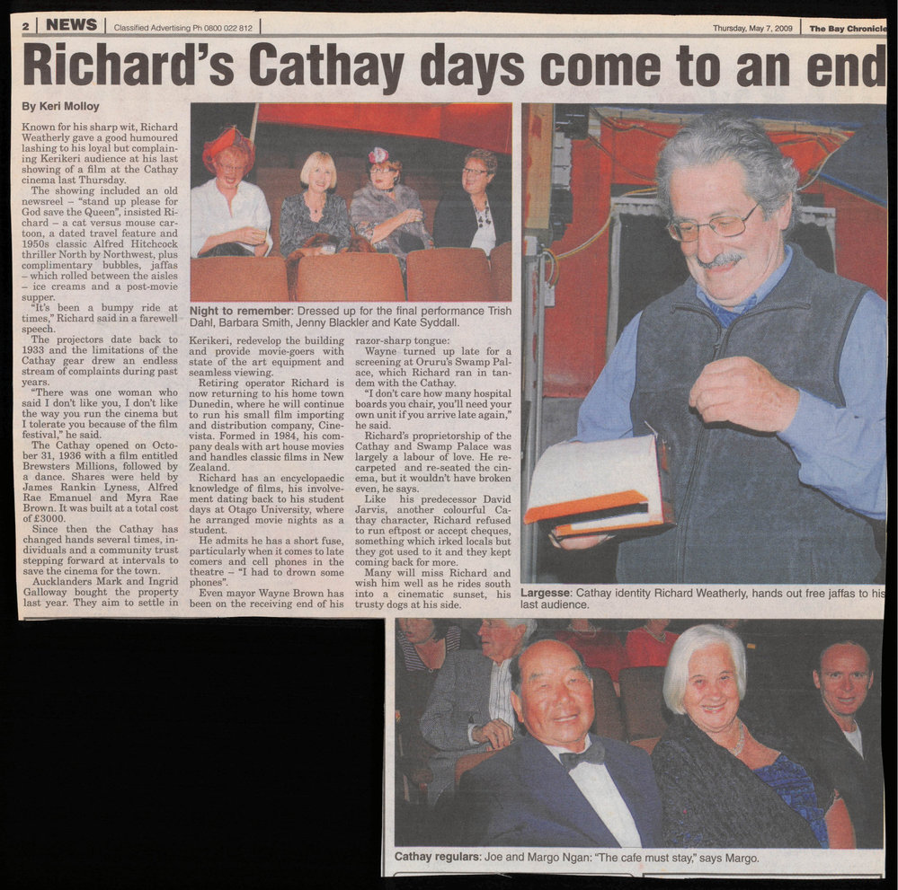 Richard Weatherly's days at the Cinema end