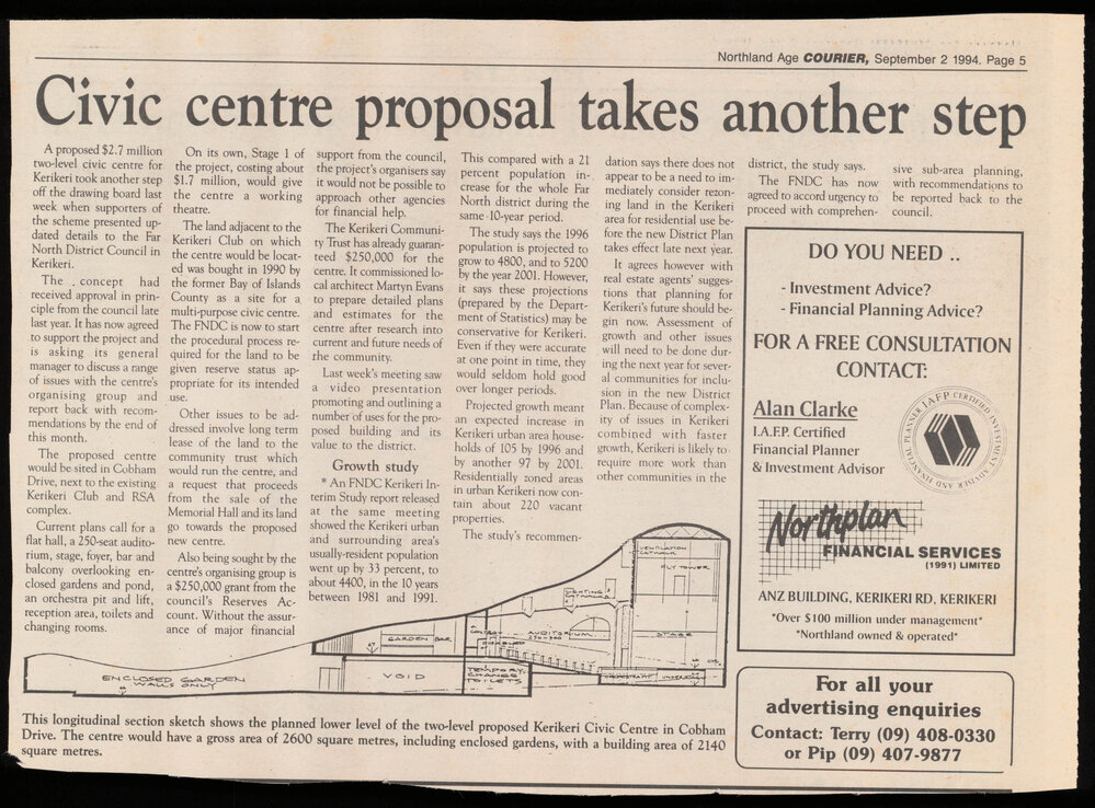 A proposed $2.7 million civic centre