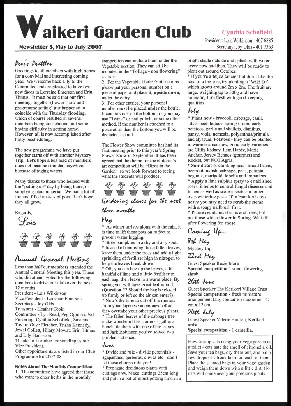 Waikeri Garden Club Newsletter 5