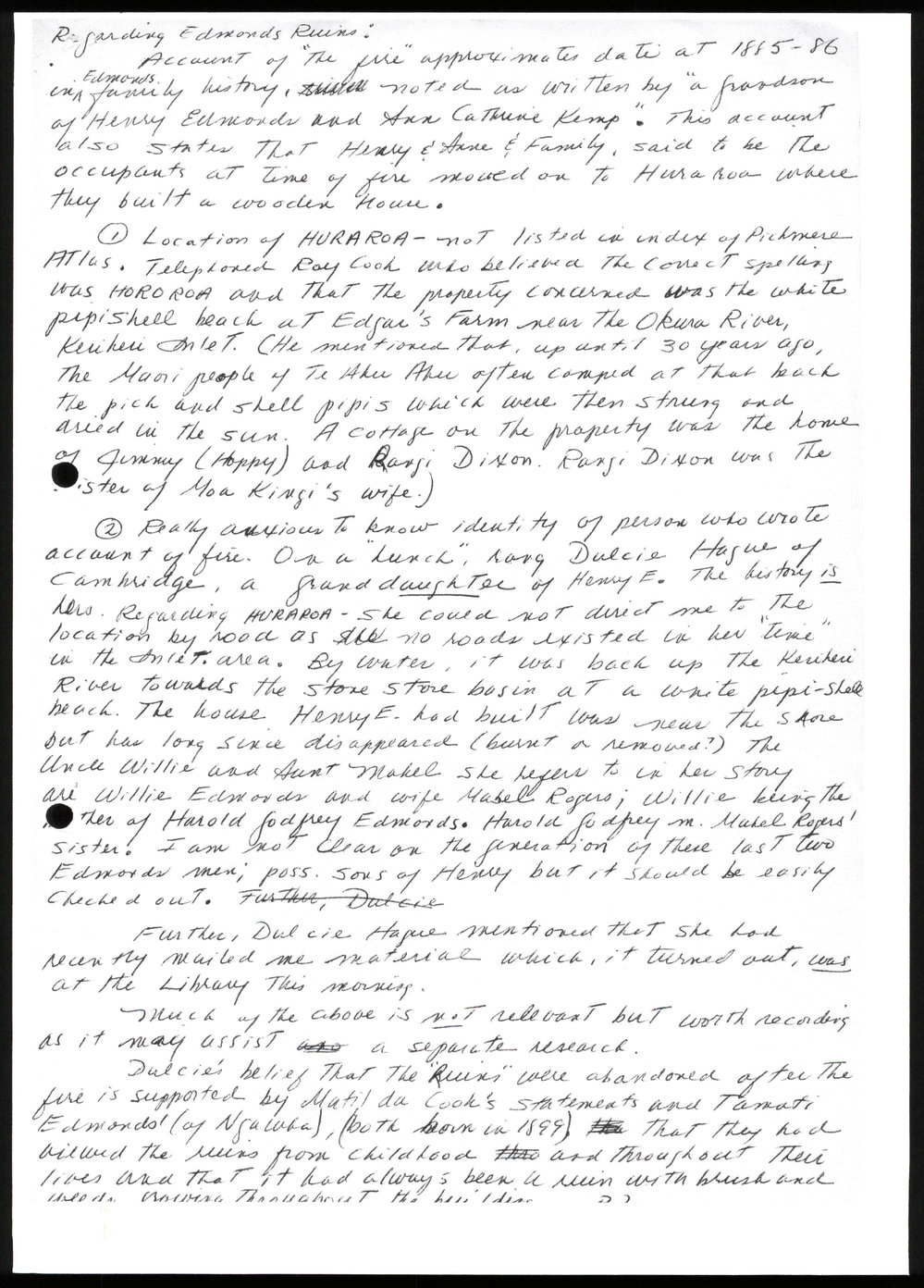 Notes on the history of the Edmonds Ruins
