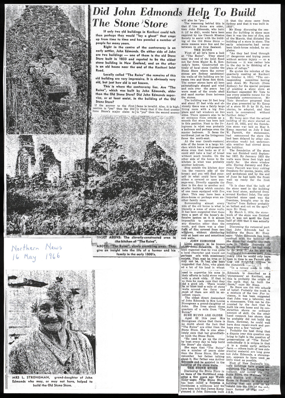 Did John Edmonds help to build the stone store