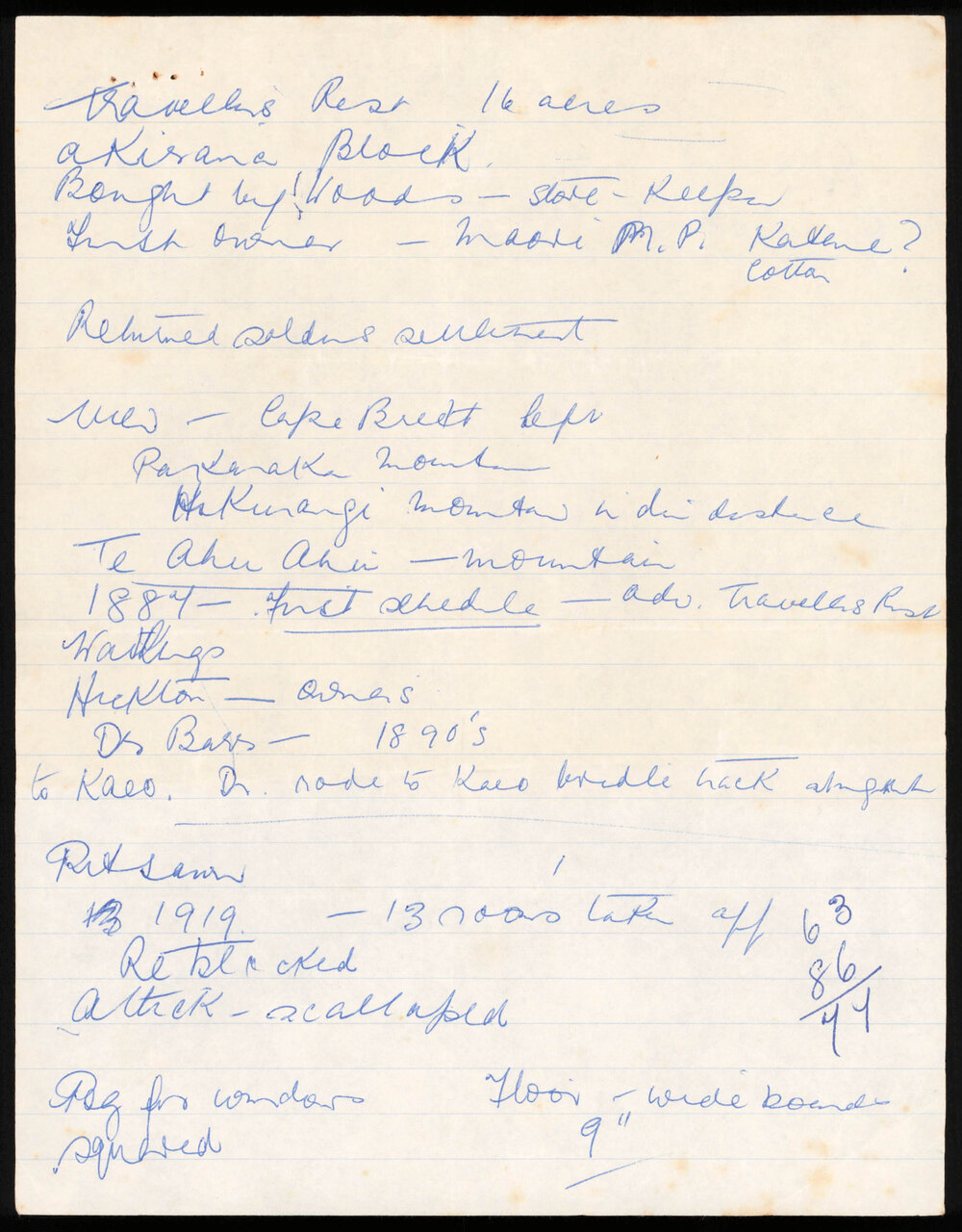 Notes on the Travellers Rest Hotel