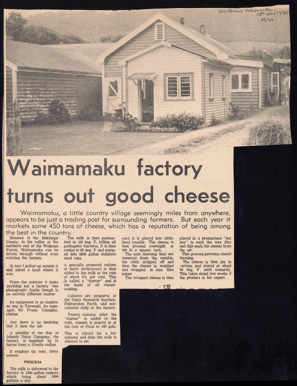 Waimamaku factory turns out good cheese