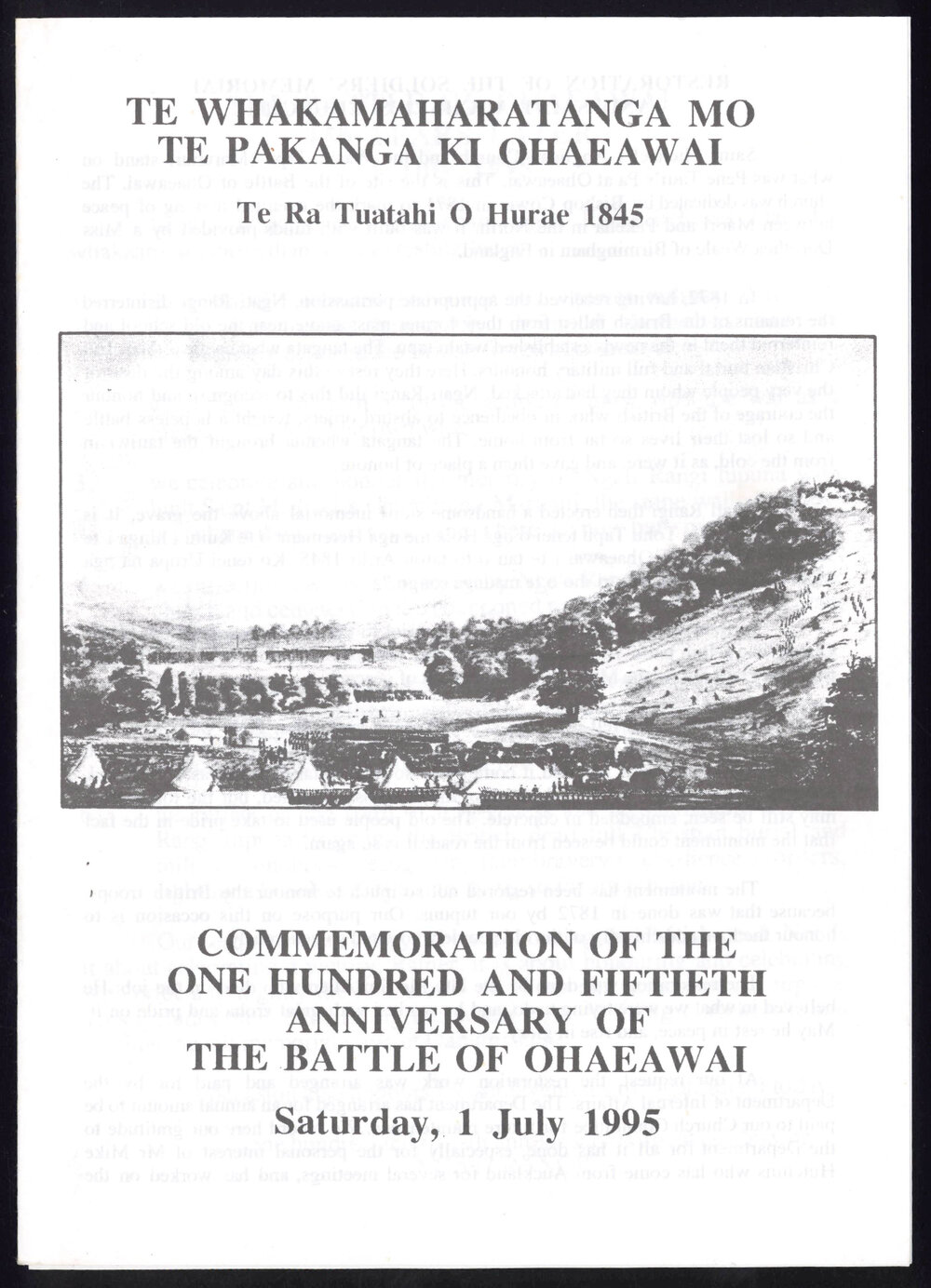 Te Whakamaharatanga Mo Te Pakanga Ki Ohaeawai : Commemoration of the one hundred and fiftieth anniversary of the Battle of Ohaeawai