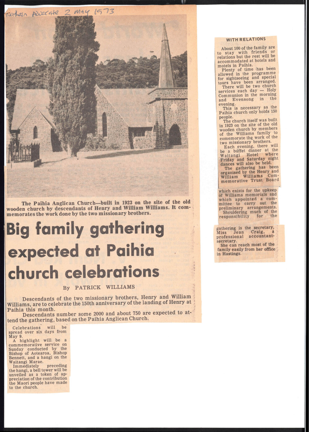 Big family gathering expected at Paihia church celebrations