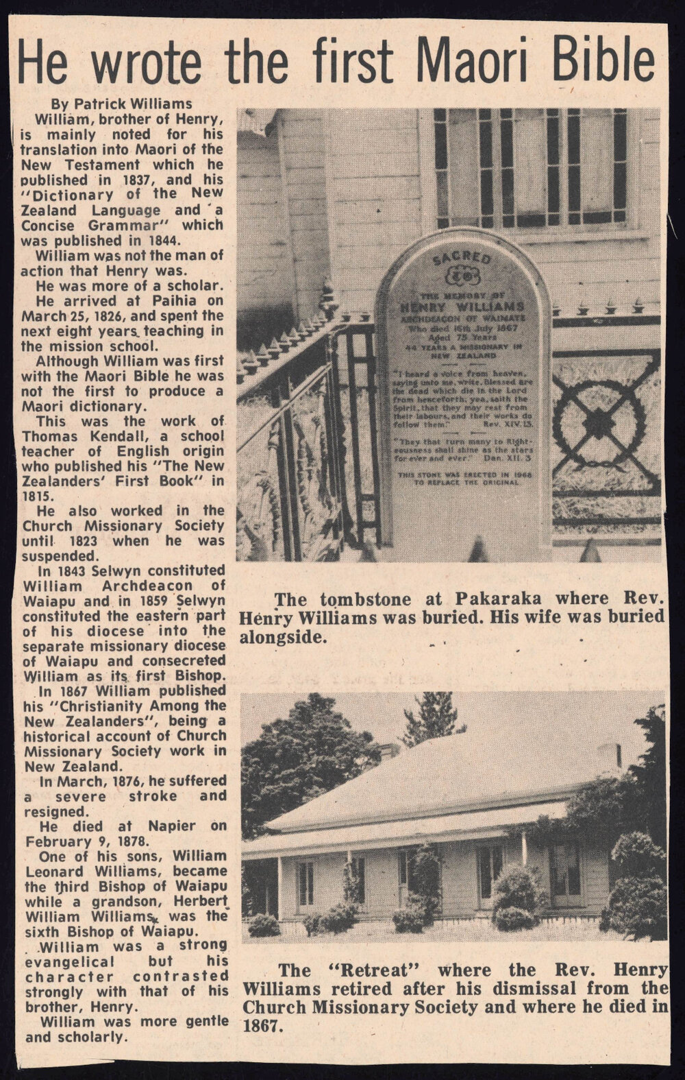 He wrote the first Maori Bible