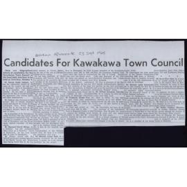 Candidates for Kawakawa Town Council