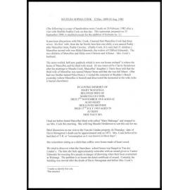 Matilda Sophia Cook 12 December 1899 to 10 August 1983 : Notes from a visit