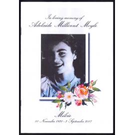 In loving memory of Adelaide Millicent Moyle : Milcie