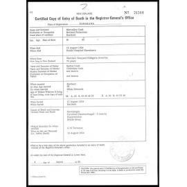Death certificate of Marcellus Cook