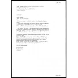 Letter from Narelle Scollay to Catherine Ferguson