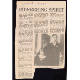 Pioneering Spirit : Obituary of Matilda Sophia Cook