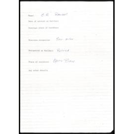 Biographical notes about C.R. Rowsell