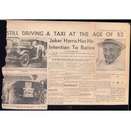 Still driving a taxi at the age of 82 : 'Joker' Harris has no intention to retire