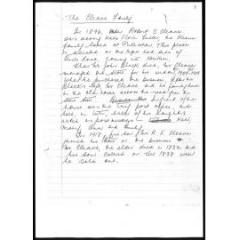 Cleave Family history (handwritten notes)