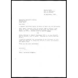 Death certificate of William Cains, Snr