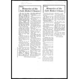 Memoires of the Late Robert Cleave