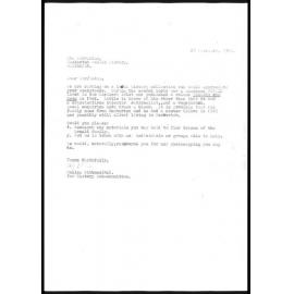 Letter from Monica Gibbons to Masterton Public Library