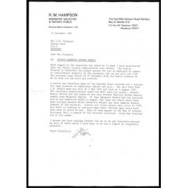 Letter from R.M. Hampson to C.M. Ferguson