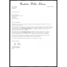 Letter from J.I. Tutty to Catharine Ferguson