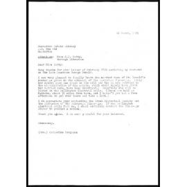 Letter from Catharine Ferguson to Masterton Library