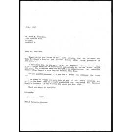 Letter from Catharine Ferguson to Noel Donaldson