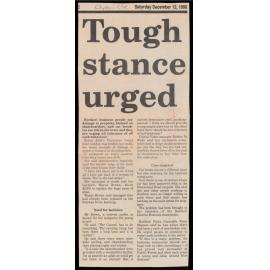 Tough stance urged