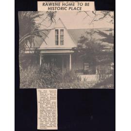 Rawene home to be Historic Place: Clendon House