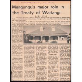 Māngungu's major role in the Treaty of Waitangi