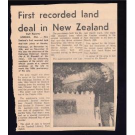 First recorded land deal in New Zealand 