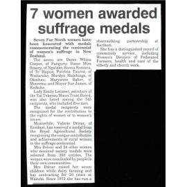 7 women awarded suffrage medals 
