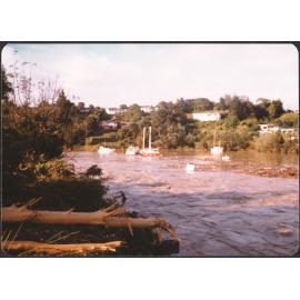 Yachts on the flooded Waipapa Landing