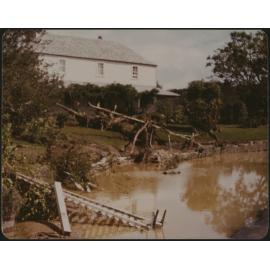 Flood debris outside Kemp House