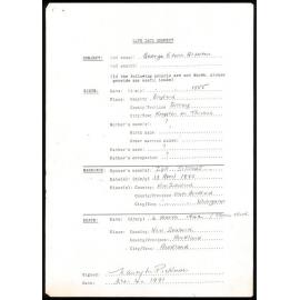Life Data Request : George Edwin Alderton