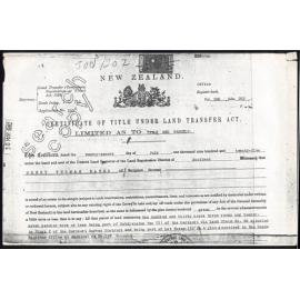 Certificate of Title for the land of Henry Thomas Bates