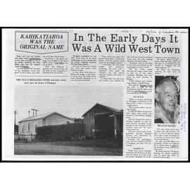 The  early days it was a wild west town : Kahikatiaroa was the original name