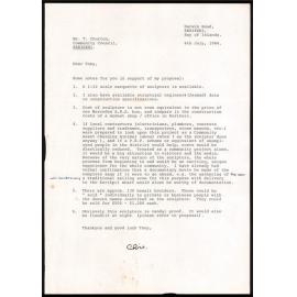 Letter from Chris Booth to Tony Churton