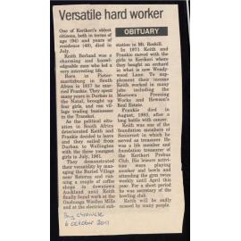 Obituary for Keith Borland : Versatile hard worker