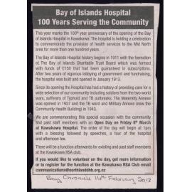 Bay of Islands Hospital : 100 years serving the community
