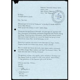 Letter from Jacob Hakaraia to Mayor Sue James